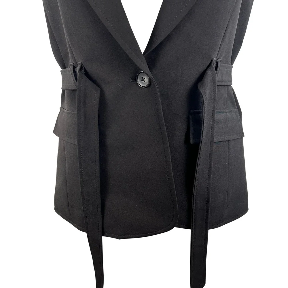 Express Womens Dark Navy Belted Blazer Vest Medium Professional Chic Business